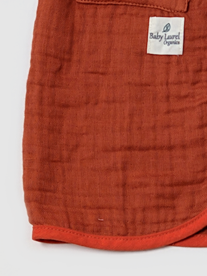 Organic Muslin Bathrobe - Brick Red