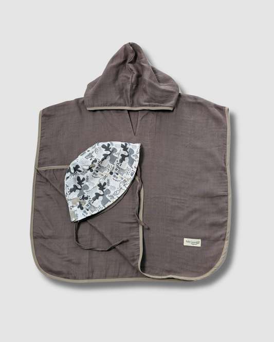 Organic Muslin Poncho - Grey