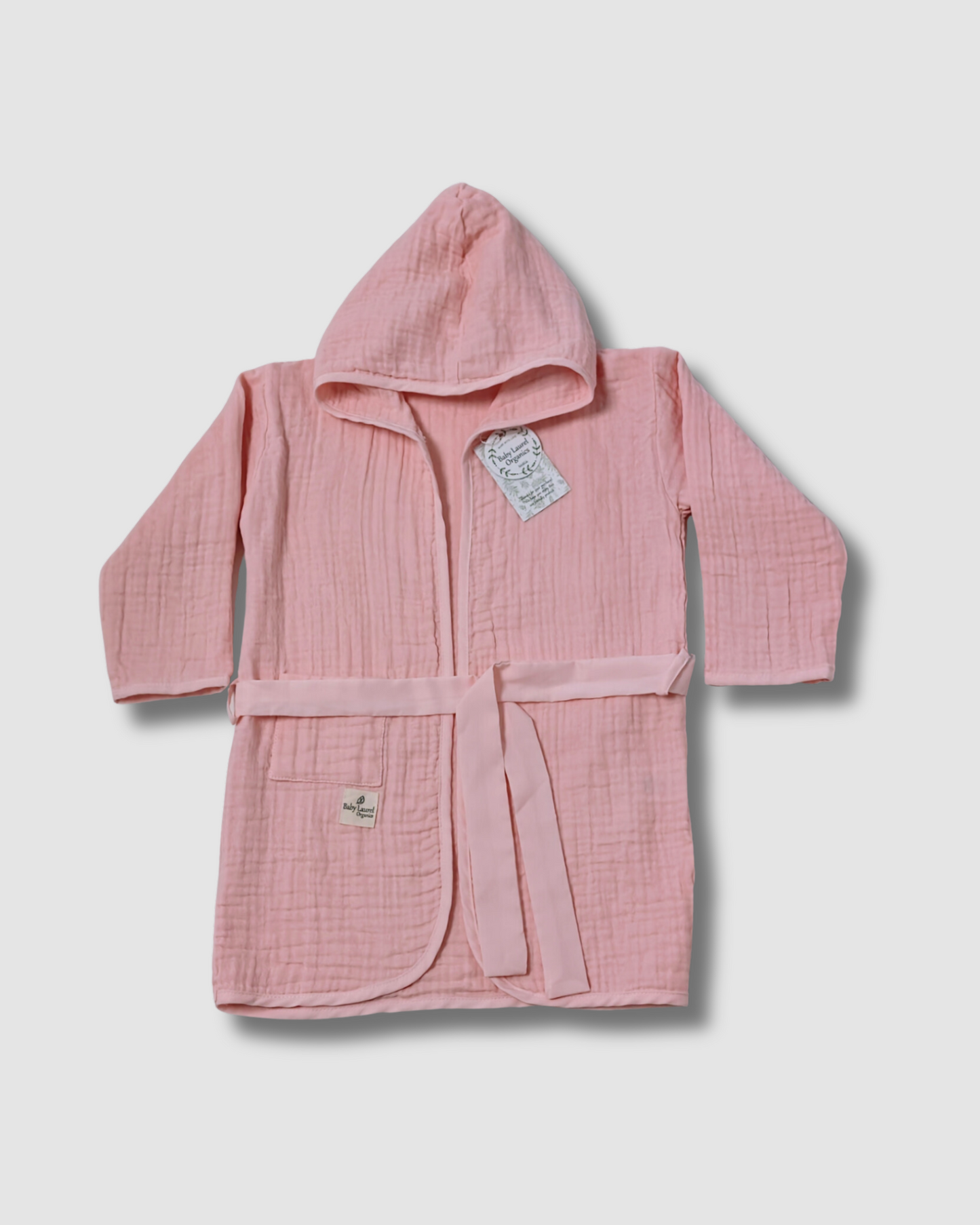 Organic Muslin Bathrobe - Pink Soft