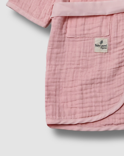 Organic Muslin Bathrobe - Pink Soft