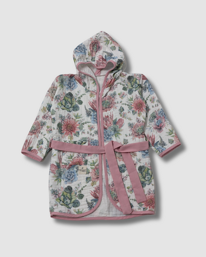 Organic Muslin Bathrobe - Succulent