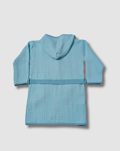 Organic Muslin Bathrobe - Turquoise