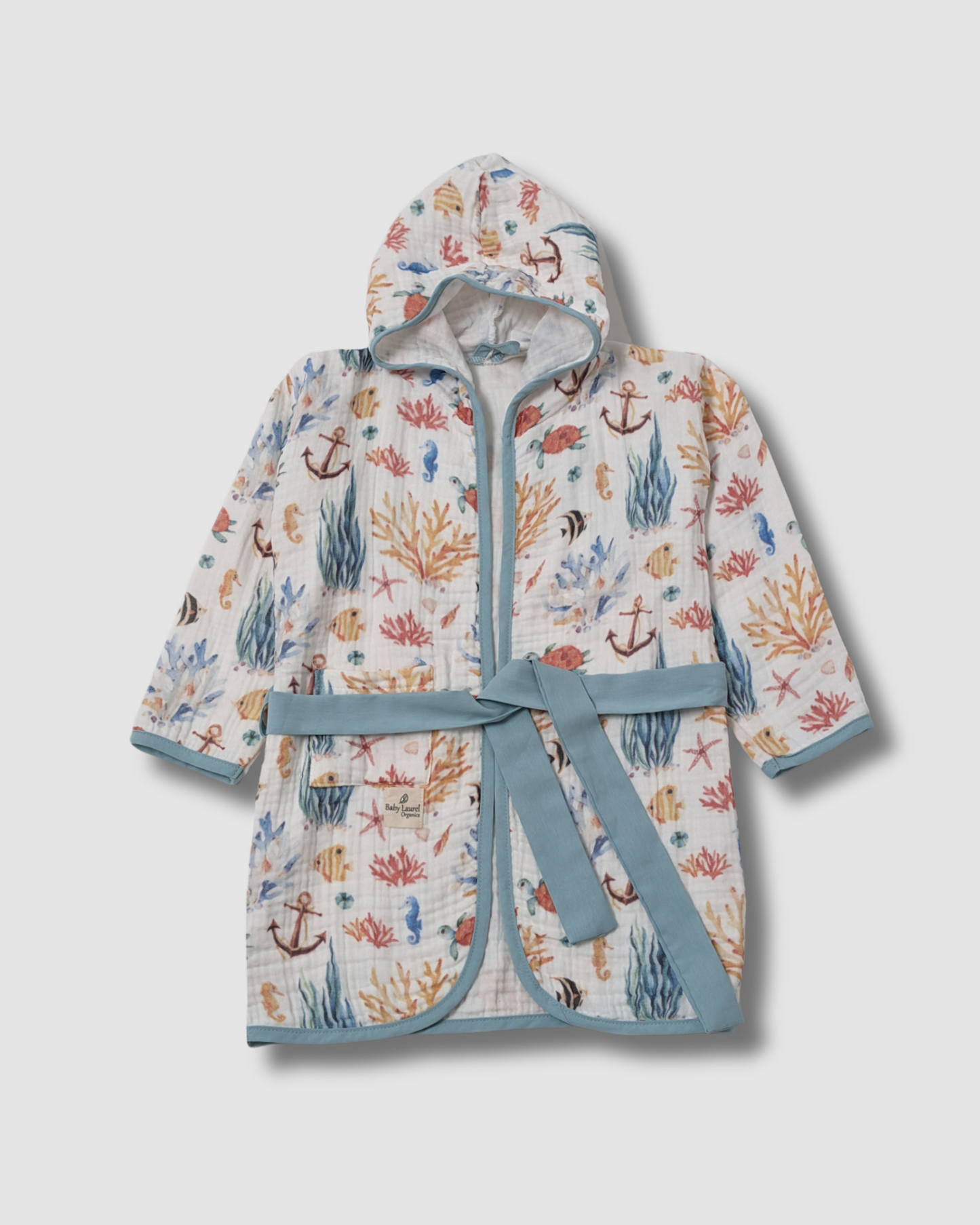 Organic Muslin Bathrobe - Under The Sea