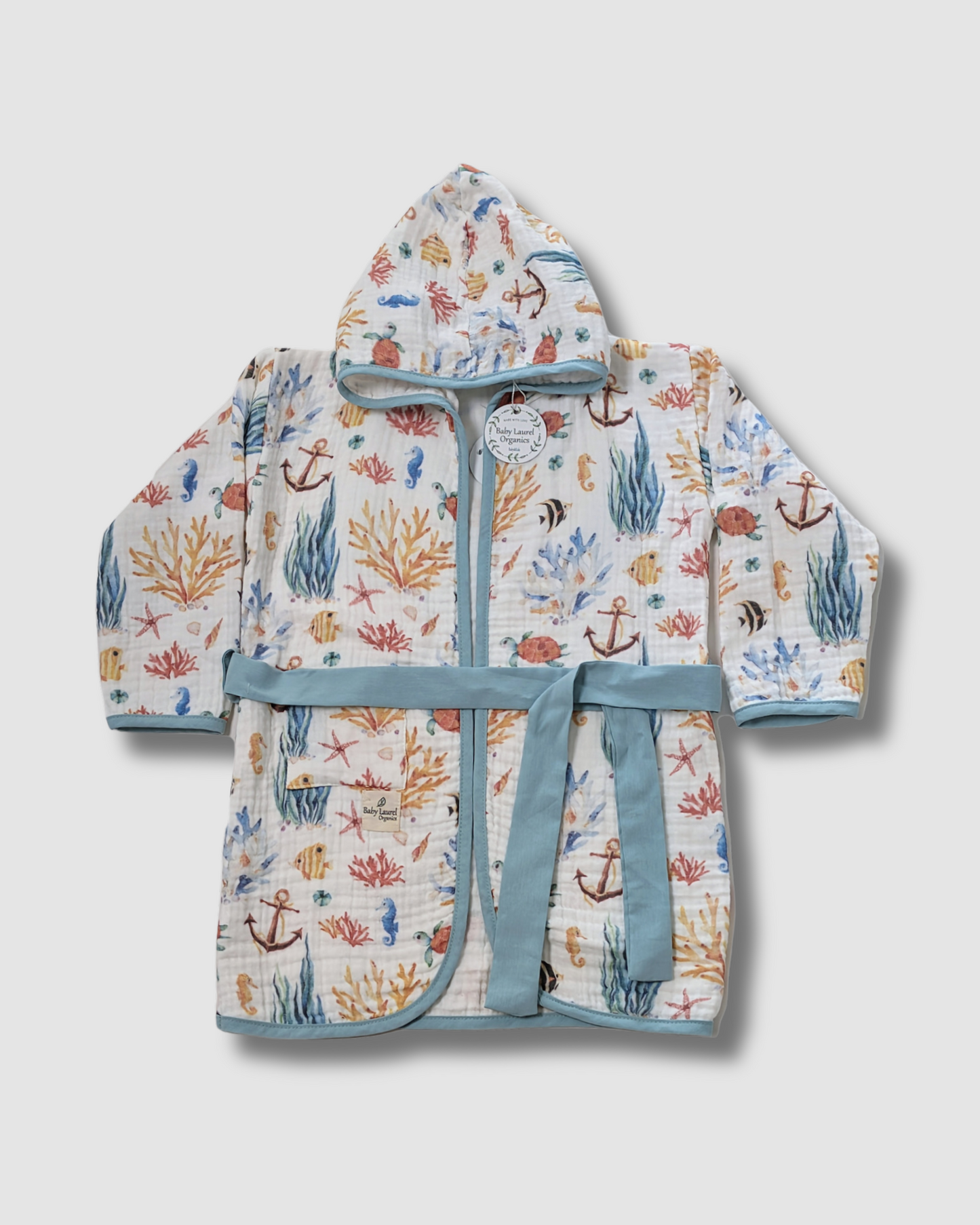 Organic Muslin Bathrobe - Under The Sea