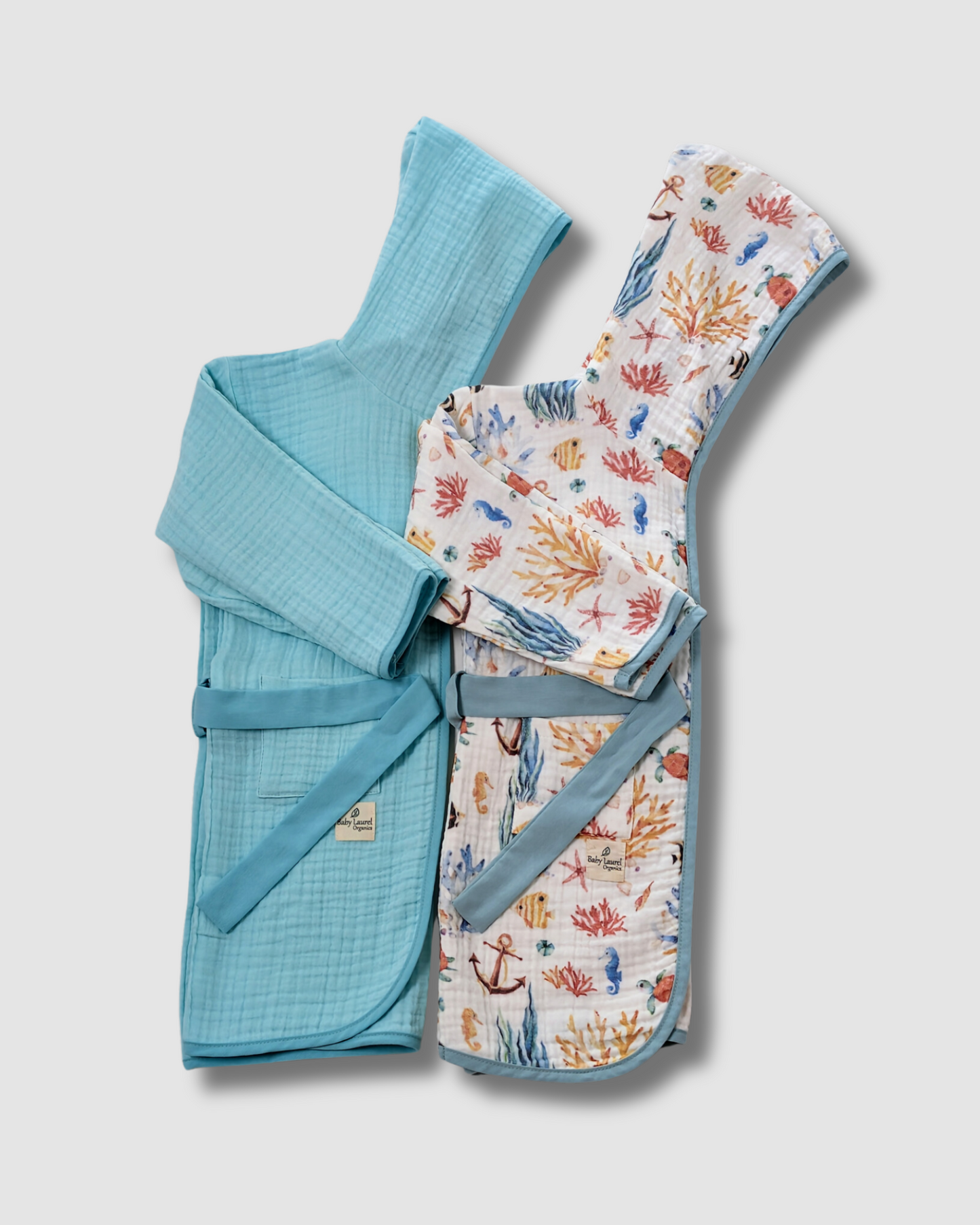 Organic Muslin Bathrobe - Turquoise